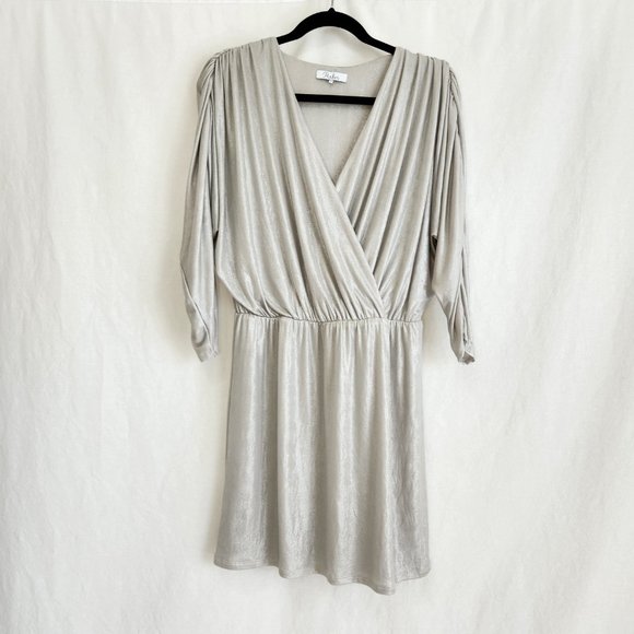 PARKER Silver Metallic Flattering Cocktail Mini Dress Size M NEW NO TAGS! - Picture 2 of 16